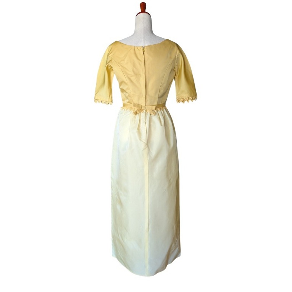 Vintage Harry Keiser Yellow Two Tone Formal Evening Gown Bow Accent MCM Dress - Picture 5 of 7